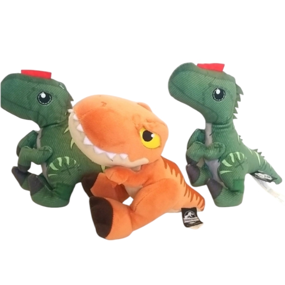 Jurassic World Three Dino Sound Plush Toys - Roaring Dinosaur Set by Mattel